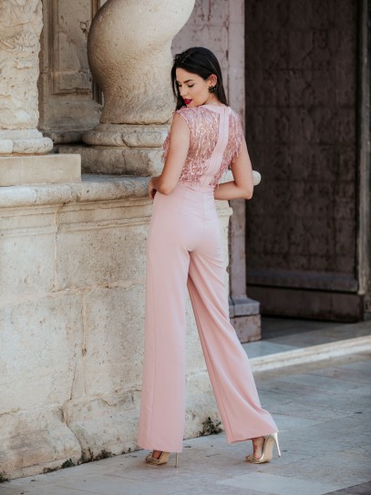 largo en color rosa con paillette|mono invitada perfecta| moda 2021